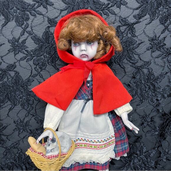 OOAK Creepy Odd 14” Little Red Riding Hood Scary Halloween Horror Art Doll - Picture 3 of 13